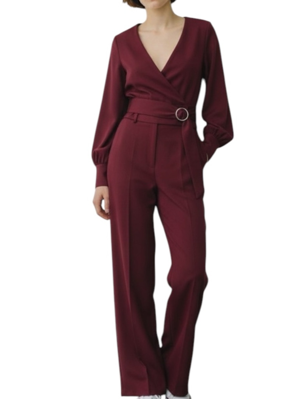 EXPRESS Wrap Jumpsuit in Burgundy Size XS -- Wearing options are endless!!!